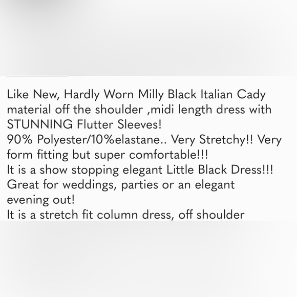 Milly black dress off shoulders, hardly worn, Size 2 - Picture 9 of 9
